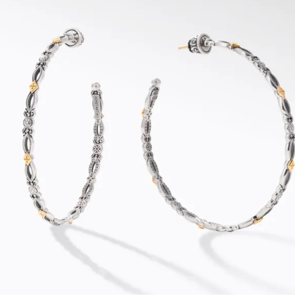 Large, never worn Konstantino The Muse hoop earrings.